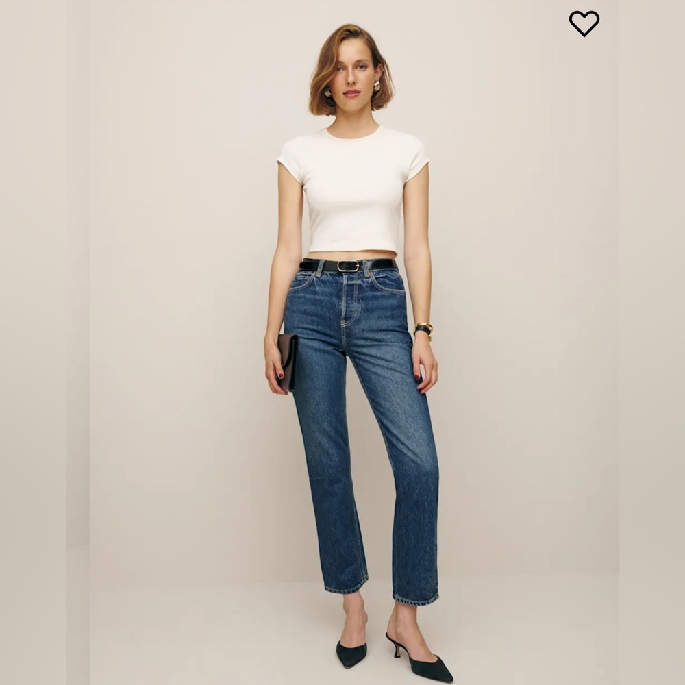 NWOT NEW Reformation Cynthia High Rise Straight Cropped Jeans - 25 Lanier Blue